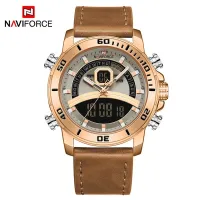 NAVIFORCE NF9181 Watches Men Leather Sports Male Clock Digital Quartz Military Man LED Wristwatch